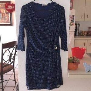 Rae Republic 3/4 sleeve mini blue polka dot dress